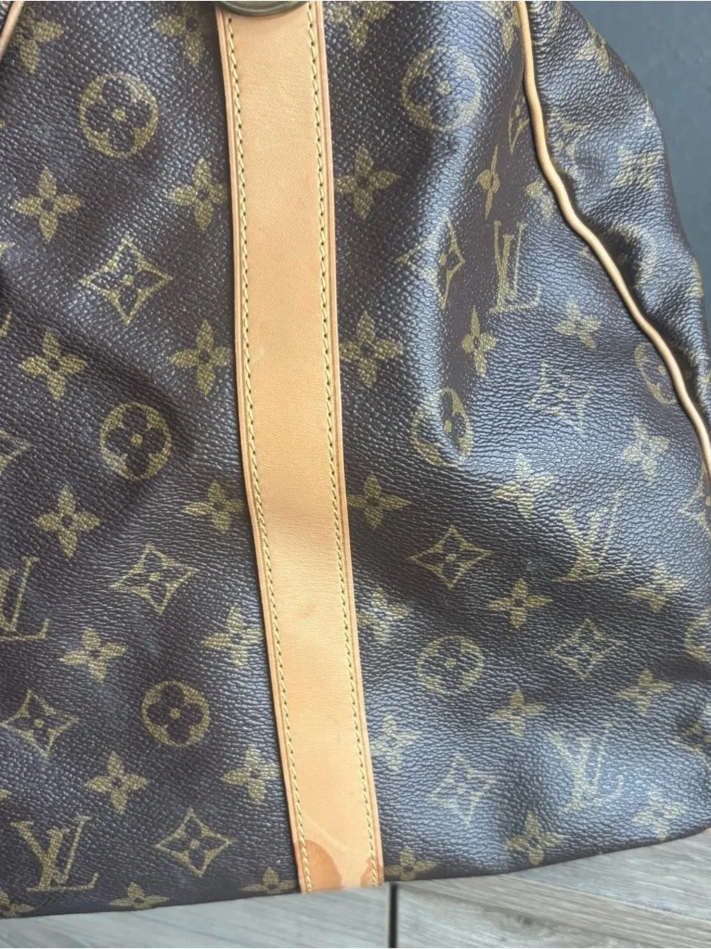 Auth LOUIS VUITTON Keepall Bandouliere 55 Monogram Canvas Duffel Bag PVD Initial